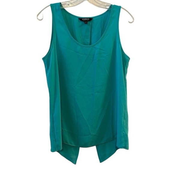 Express Women's Split Back Tank Top Green Size M Sleeveless Scoop Neck - Picture 1 of 6